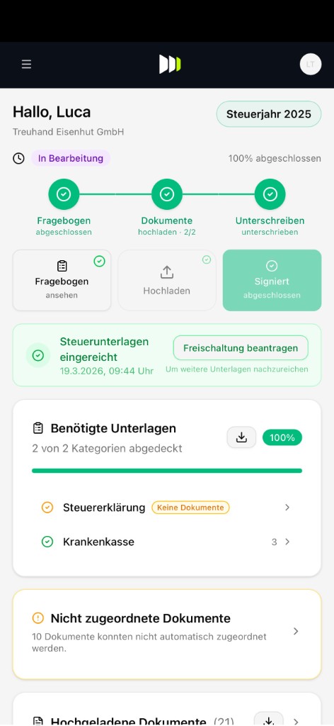apdocs iOS App — Mandanten-Dashboard